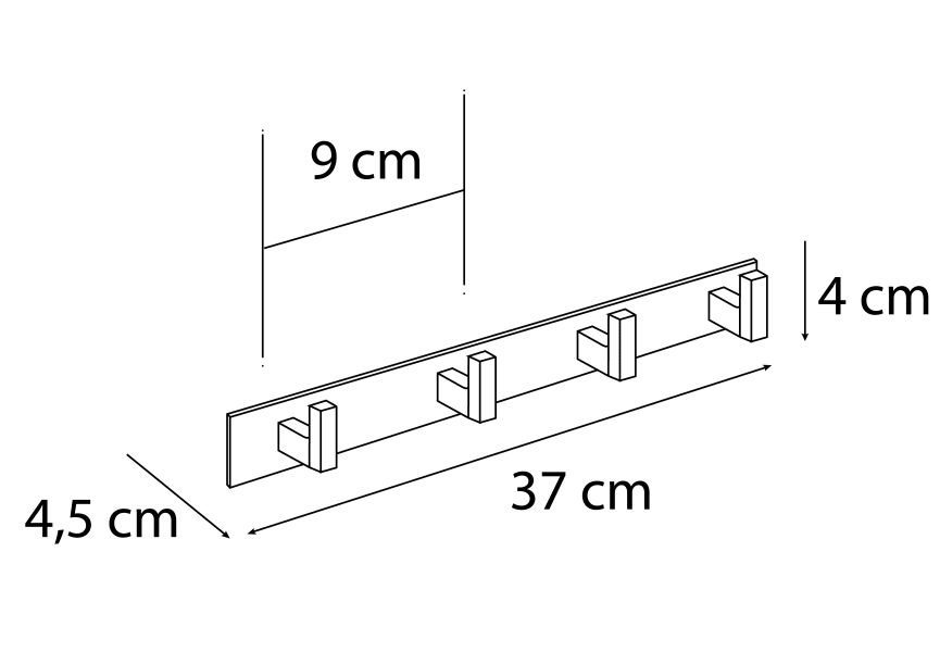 Percha cuádruple 603 Mediterránea de Baño croquis 1