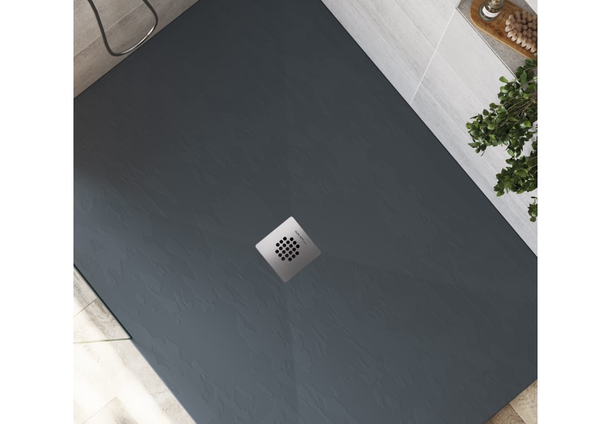 Plato De Ducha De Resina Gel Coat Slate 160 X 70 X 3 Cm Acabado Pizarra