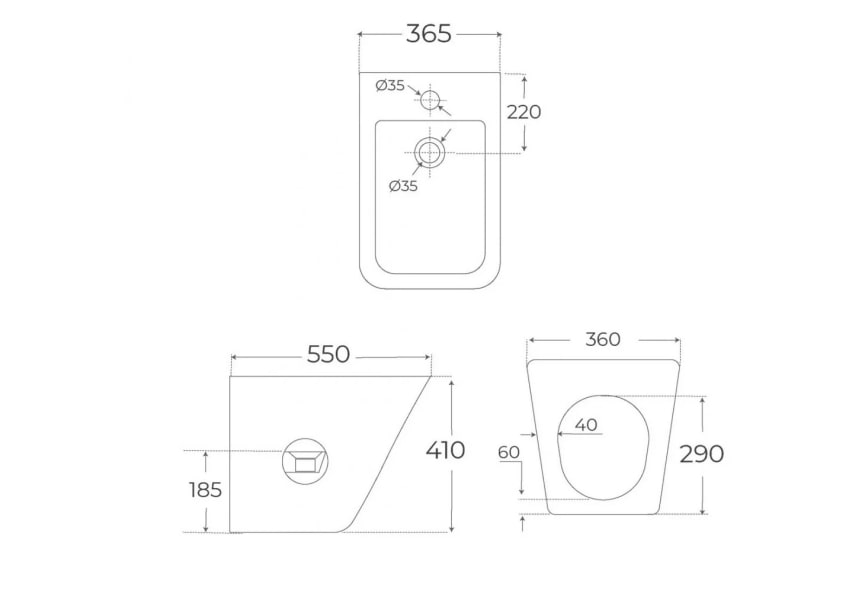 Pack inodoro compacto + bidé Venecia Fossil Natura croquis 7