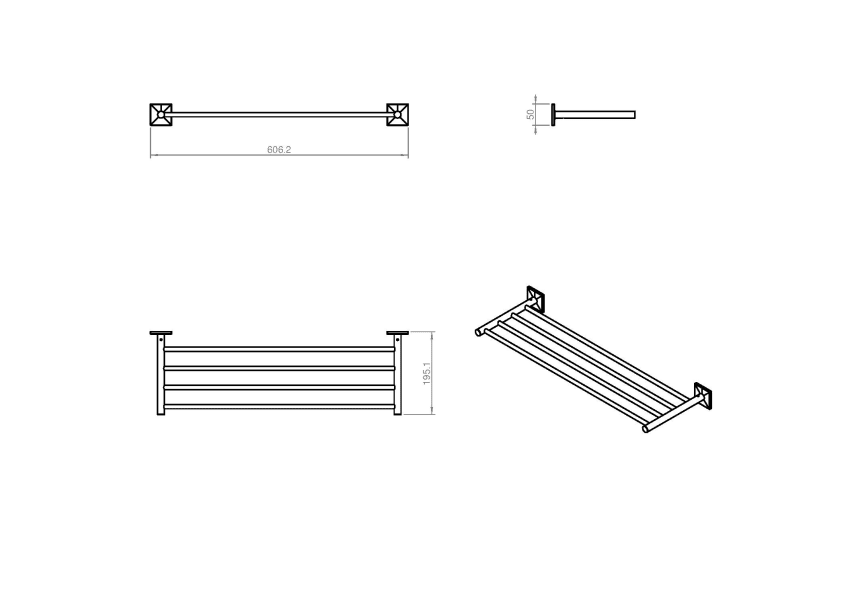 Toallero repisa de baño Square Duo Cosmic croquis 3