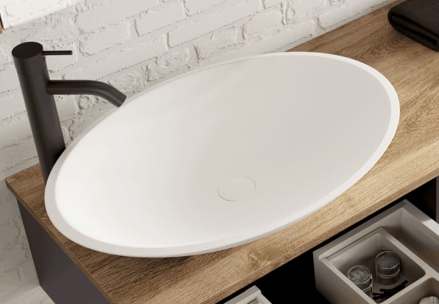 Lavabo sobre encimera Oval Coycama detalle 3