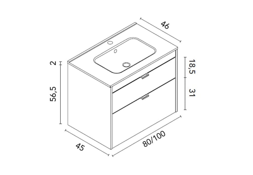 Conjunto mueble de baño Logika Royo croquis 6