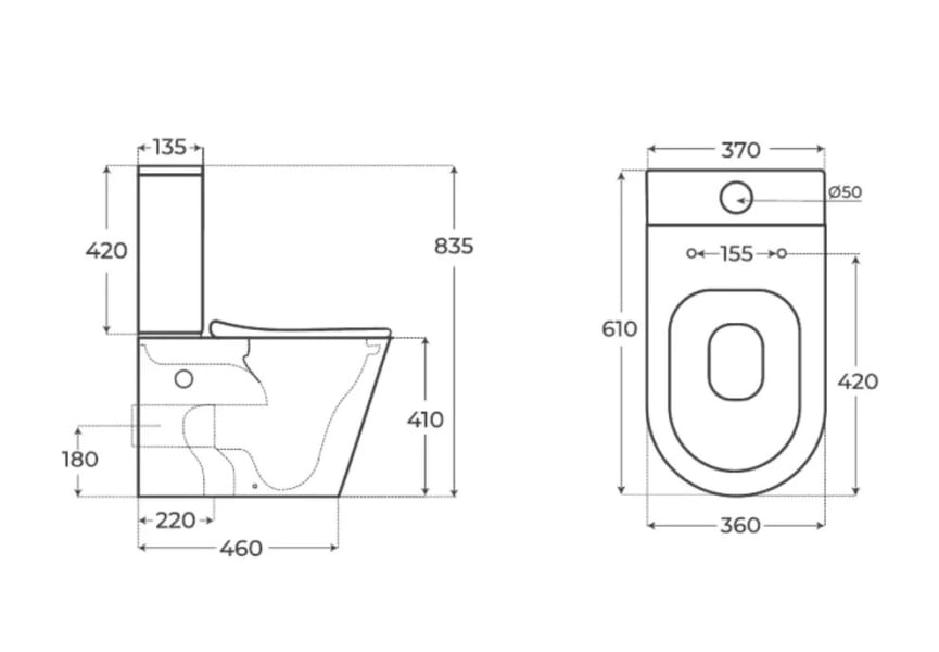 Inodoro compacto Beca Fossil Natura mate croquis 6