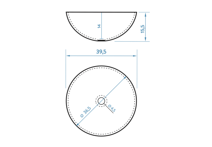 Lavabo sobre encimera Top Bruntec croquis 3