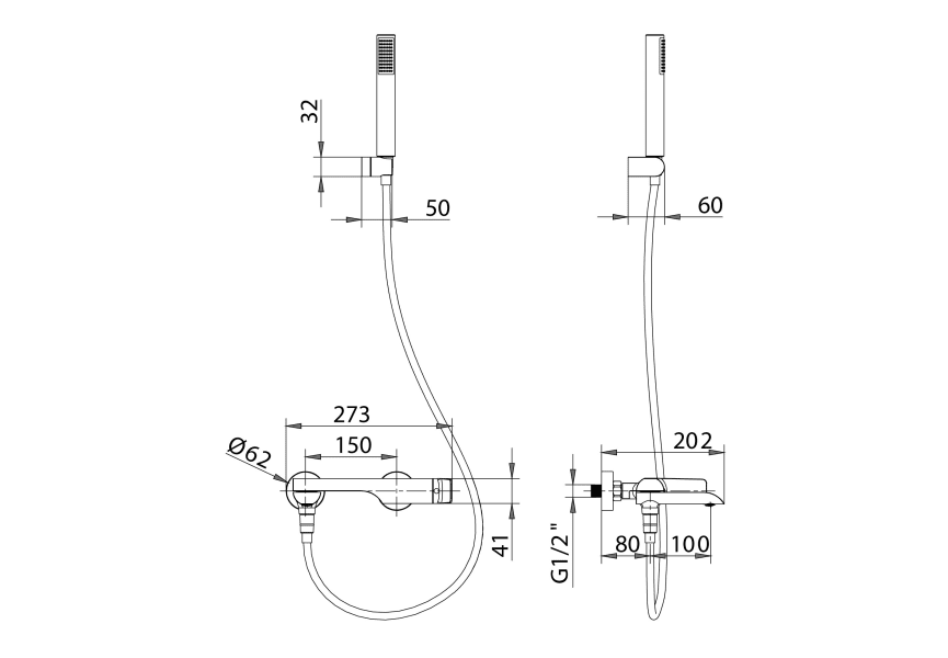 Grifo de Bañera Dinamarca Imex croquis 9