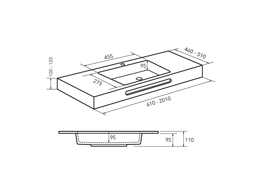 Lavabo encastrado Ideal Bruntec croquis 1