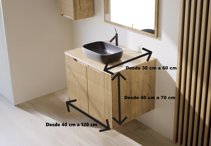 Mueble de Baño de madera maciza a Medida con encimera Alpes 14 Bruntec croquis 6
