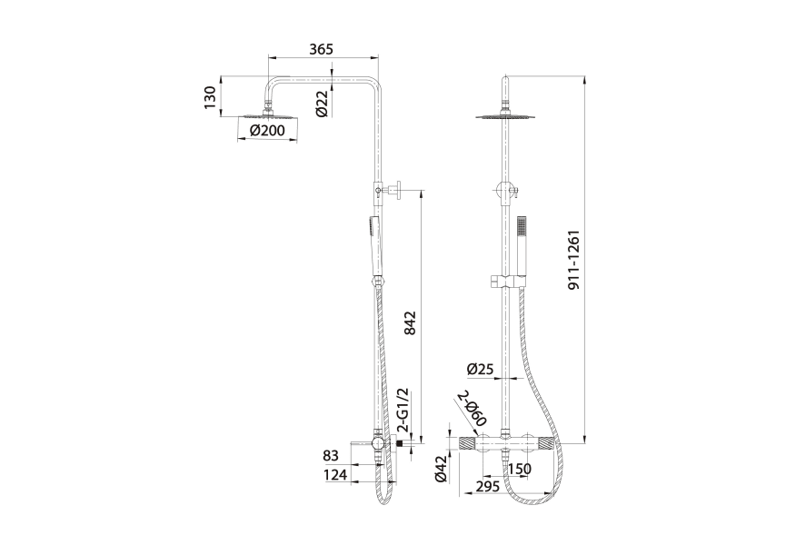 Columna de ducha Bless Imex croquis 20