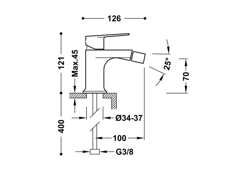 Grifo de bidé Project Tres croquis 12