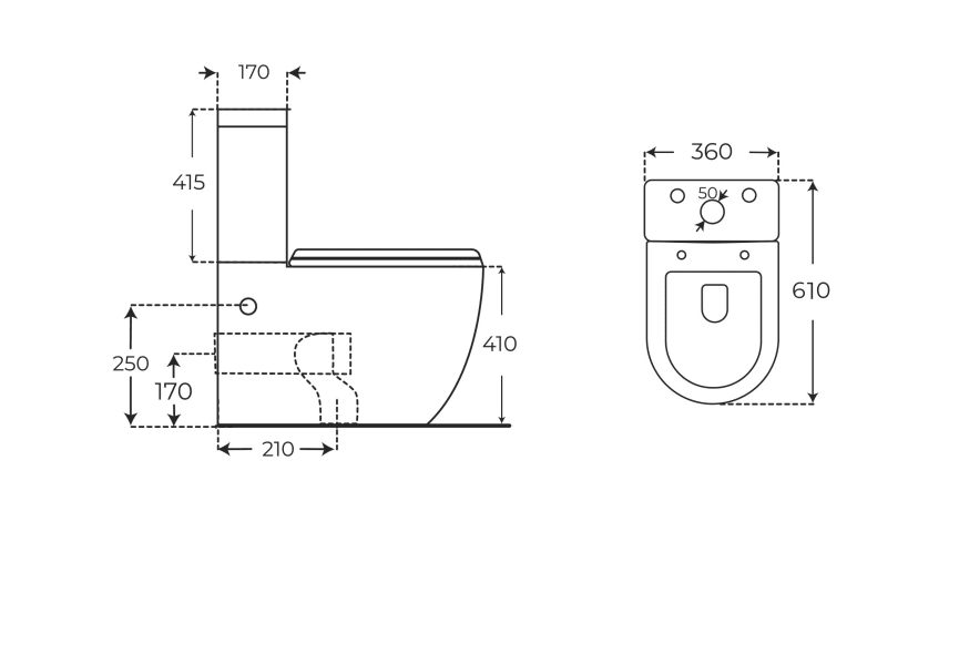 Inodoro compacto Elba Fossil Natura croquis 7