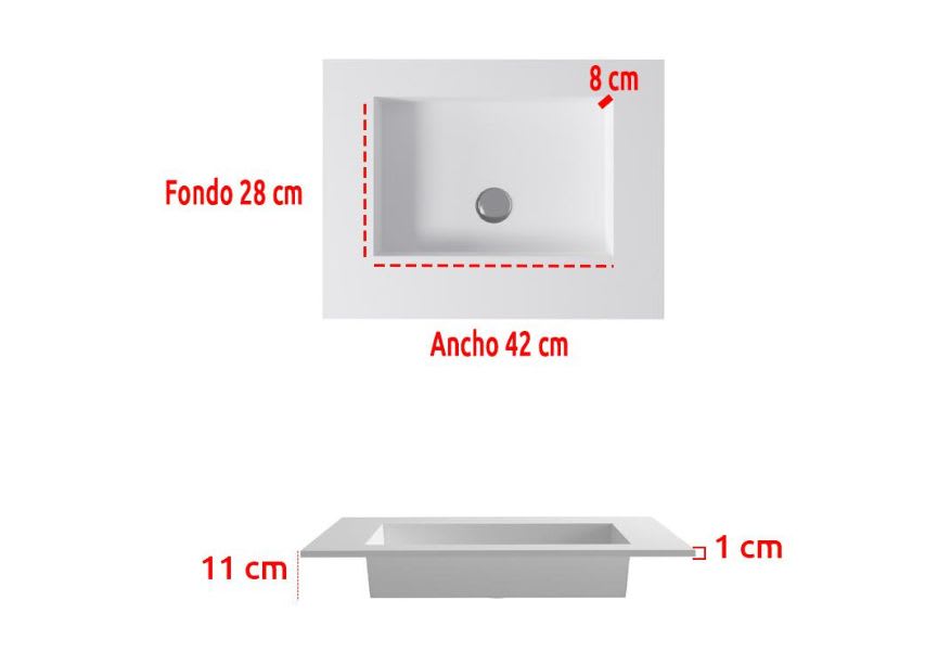 Lavabo suspendido Miami Bruntec croquis 2