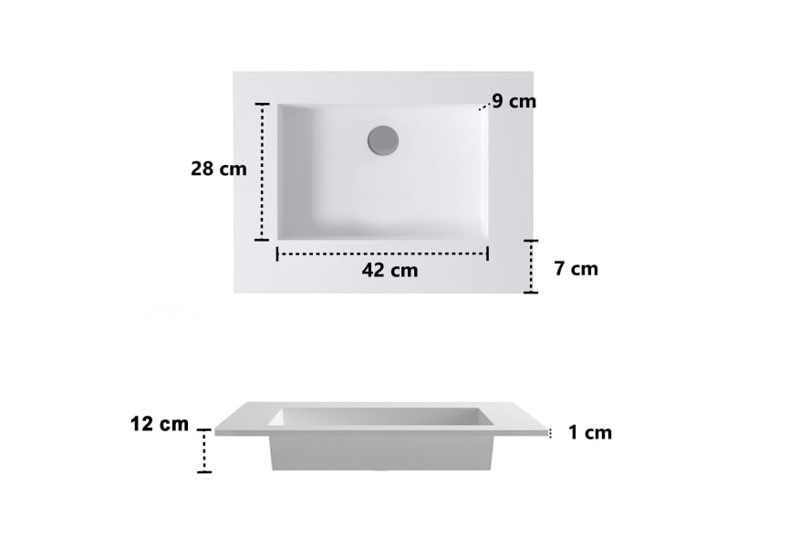 Lavabo suspendido Miami Bruntec croquis 2