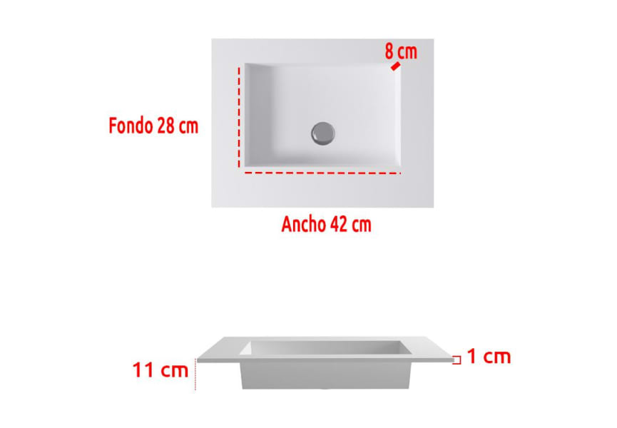 Lavabo suspendido Miami Bruntec croquis 2