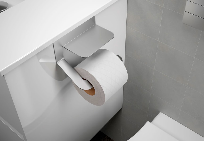 Porta Rollo Papel Higiénico De Pie Madera Baño