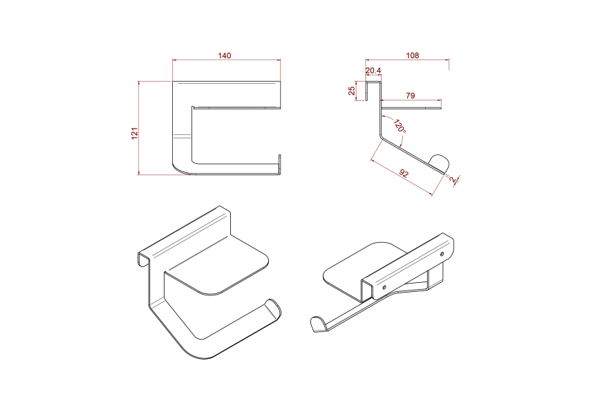 Portarollo de baño Minimal Salgar croquis 4