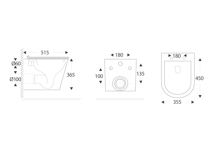 Pack inodoro + cisterna empotrada + pulsador Lisboa Bruntec croquis 7