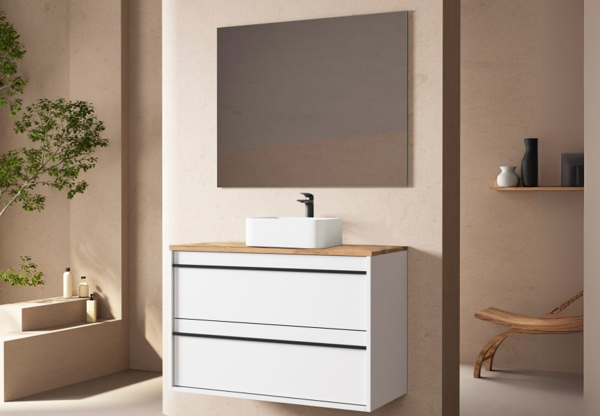 Mueble de baño con encimera de madera Candem Bruntec principal 2