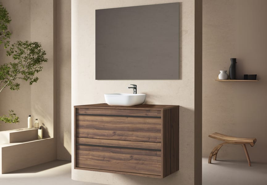 Mueble de baño con encimera de madera Candem Bruntec principal 1