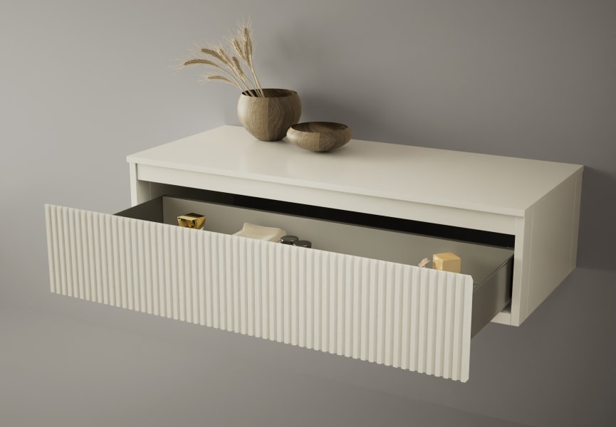 Cajonera con encimera de DMF madera lacada Alpes Bruntec detalle 2