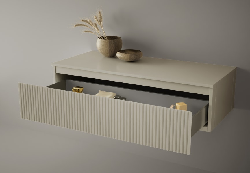 Cajonera con encimera de DMF madera lacada Alpes Bruntec detalle 3