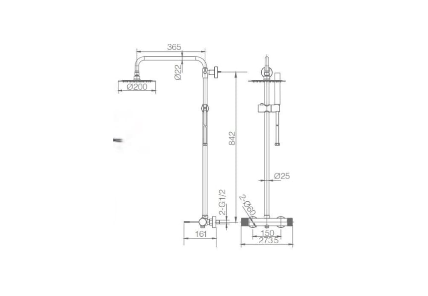 Conjunto de ducha Line Imex croquis 6