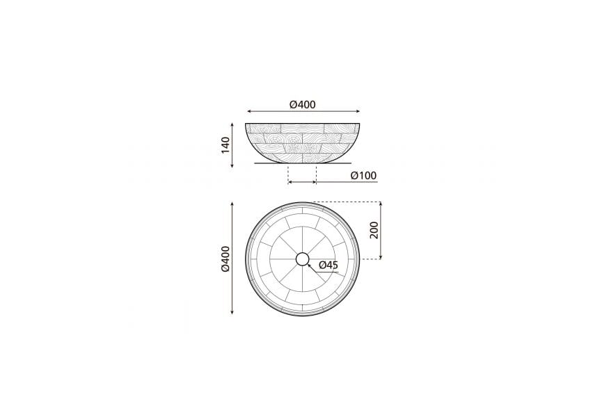 Lavabo sobre encimera Calcuta Bathco croquis 4