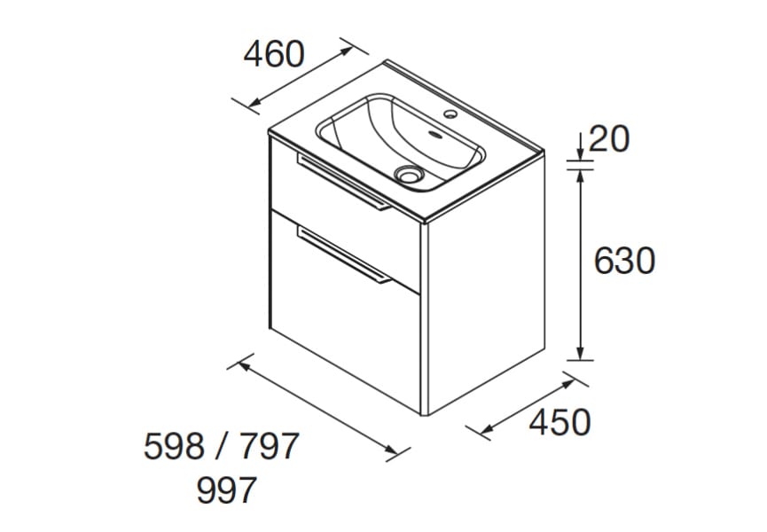 Conjunto mueble de baño Luva Salgar croquis 6