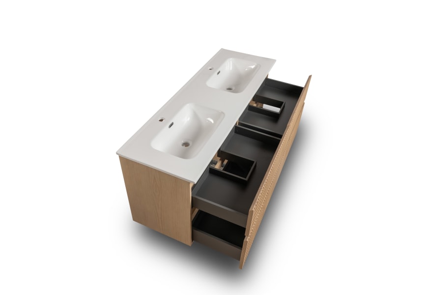 Conjunto de mueble de baño madera maciza palilleria Alpes 7 Bruntec detalle 5