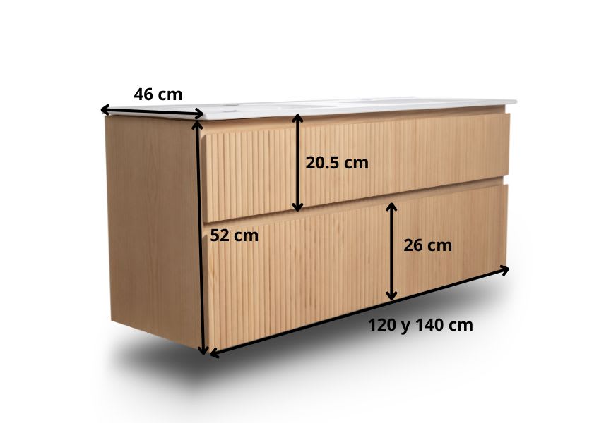 Conjunto de mueble de baño madera maciza palilleria Alpes 7 Bruntec croquis 7