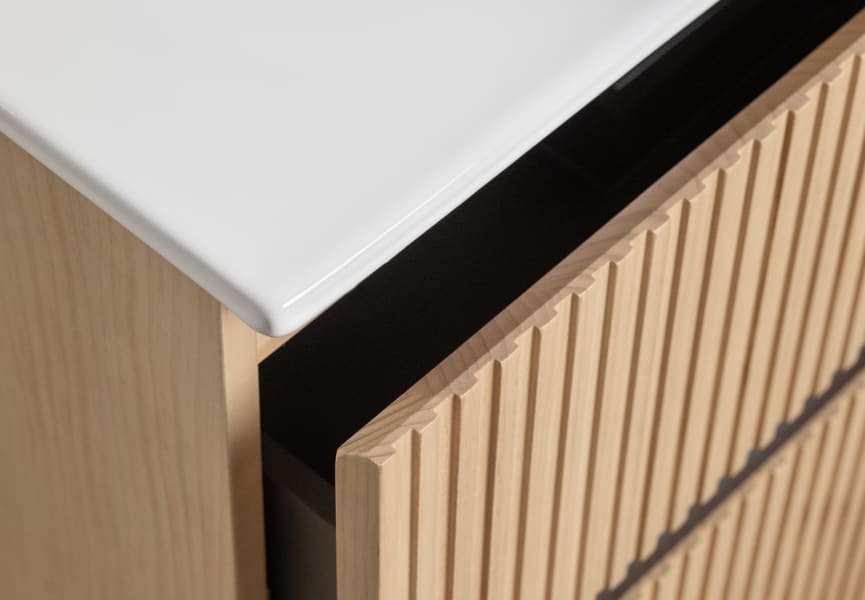 Conjunto de mueble de baño madera maciza palilleria Alpes 7 Bruntec detalle 4