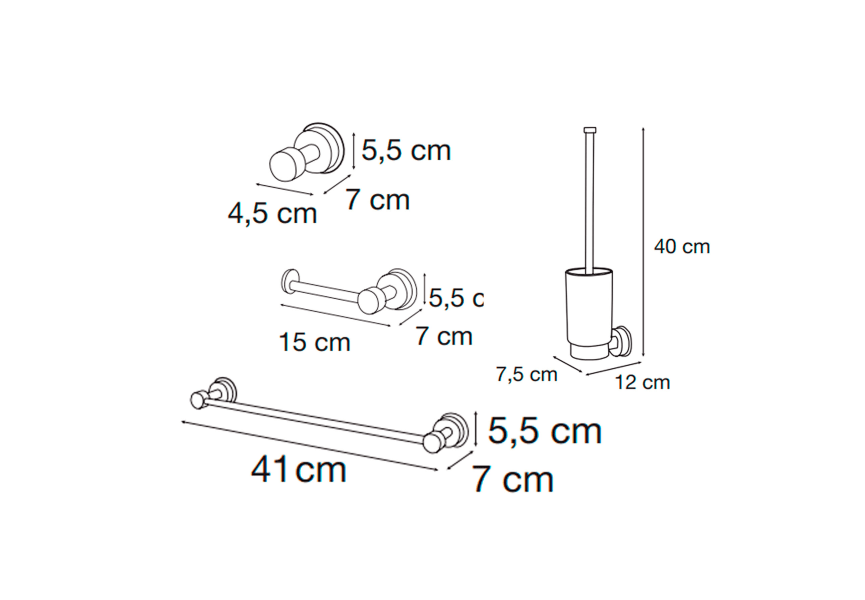 Conjunto de accesorios de baño Arena Mediterránea croquis 5