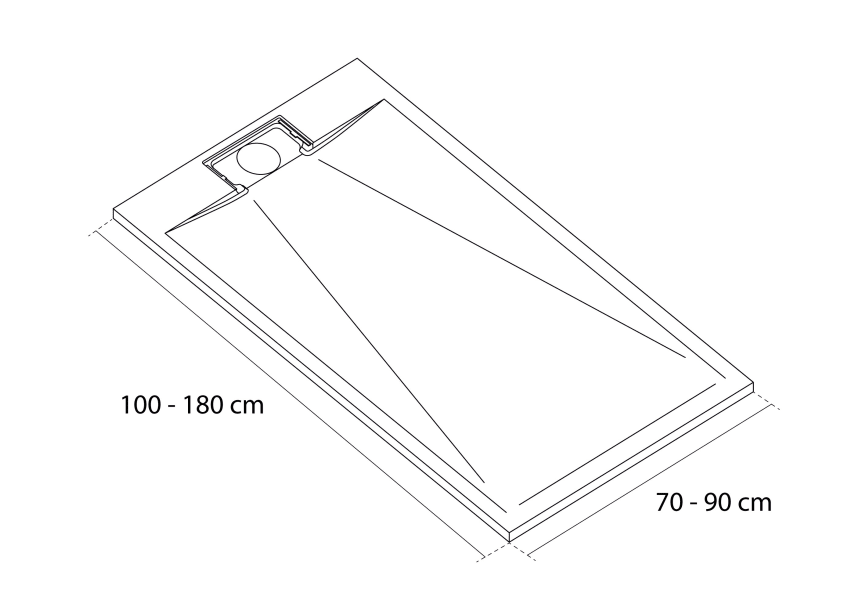 Plato de ducha de resina Mercuri Kassandra croquis 4