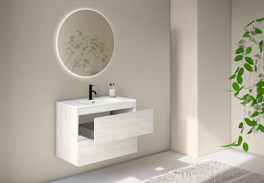 Conjunto mueble de baño fondo reducido 39 cm Roma Bruntec detalle 12