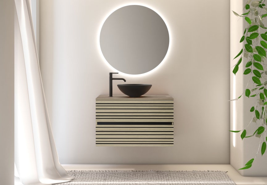 Mueble de baño con encimera de madera Kora Bruntec principal 0