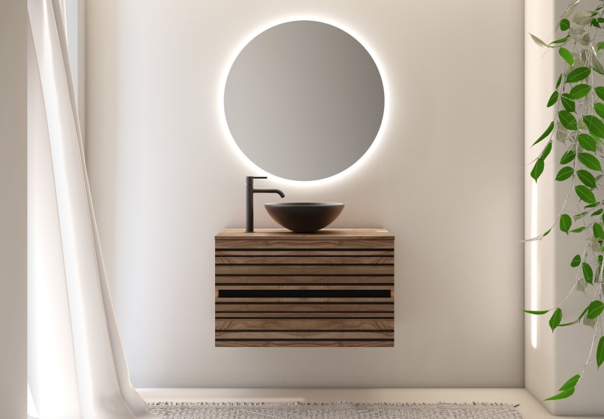 Mueble de baño con encimera de madera Kora Bruntec principal 1