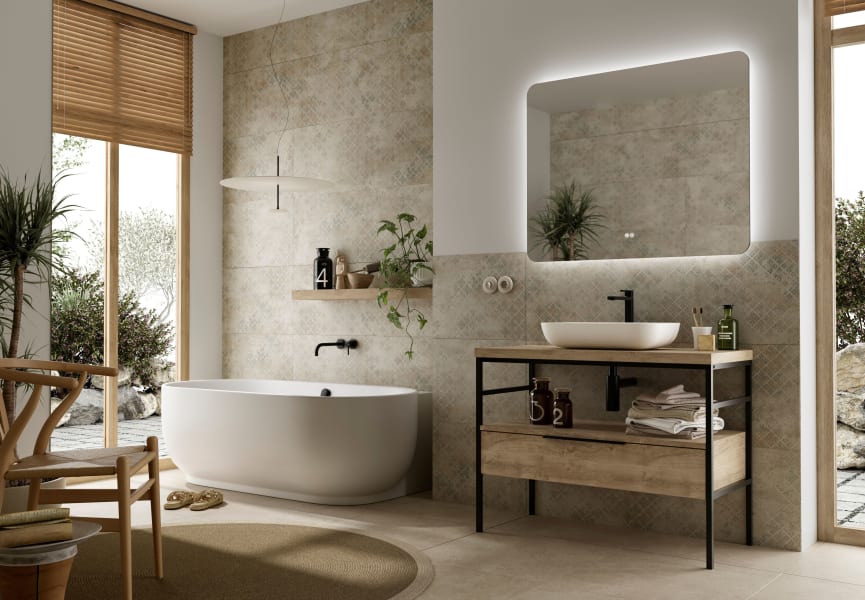Mueble de baño con encimera Kirk Industrial Coycama ambiente 3