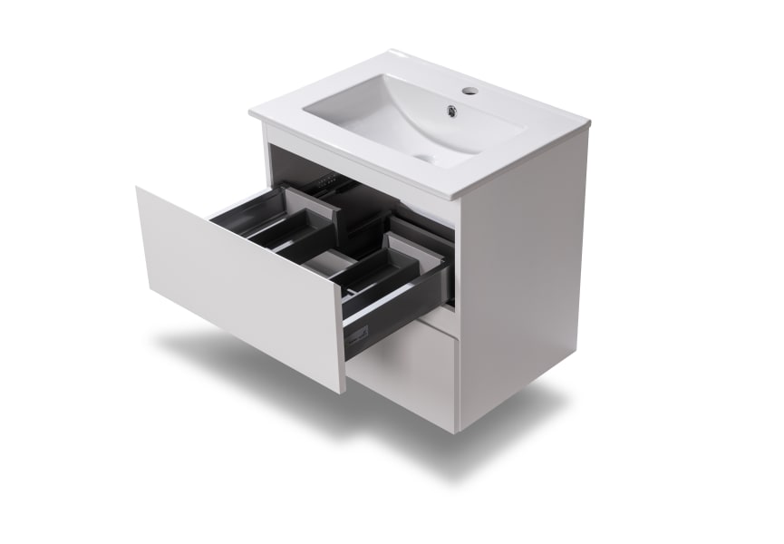 Conjunto de mueble de baño pequeño Nivo Bruntec 2 cajones suspendido detalle 6