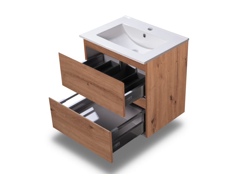 Conjunto de mueble de baño pequeño Nivo Bruntec 2 cajones suspendido detalle 7