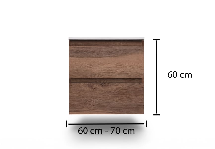 Conjunto de mueble de baño pequeño Nivo Bruntec 2 cajones suspendido croquis 11