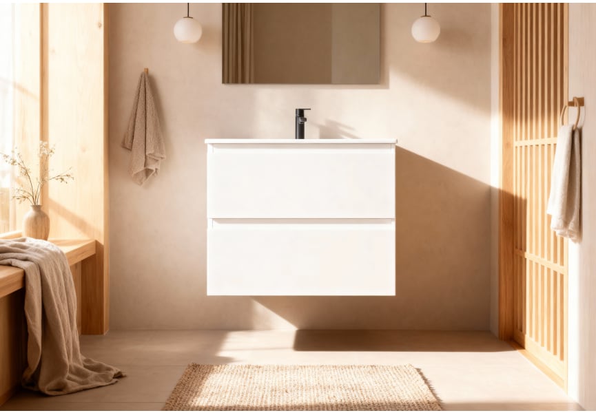 Conjunto de mueble de baño pequeño Nivo Bruntec 2 cajones suspendido principal 0