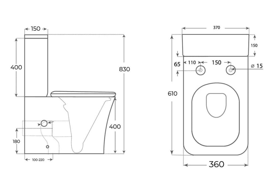 Inodoro compacto Koa Fossil Natura croquis 4