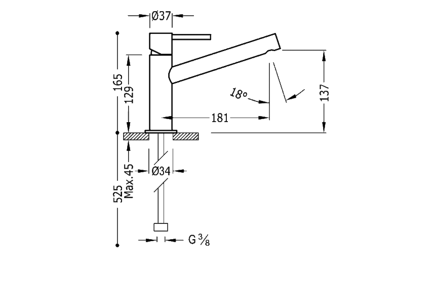 Grifo de lavabo Max Tres croquis 1