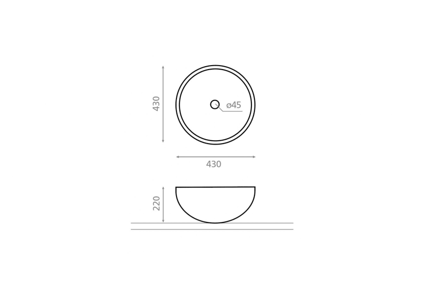 Lavabo sobre encimera Bejes Bathco croquis 2