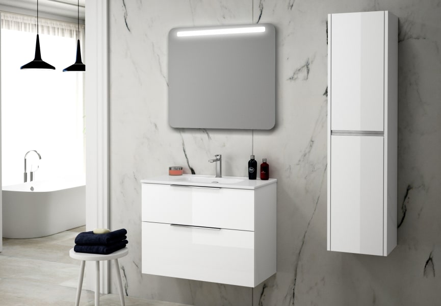 Conjunto mueble de baño fondo reducido 41cm Comet tirador cromo Coycama principal 1