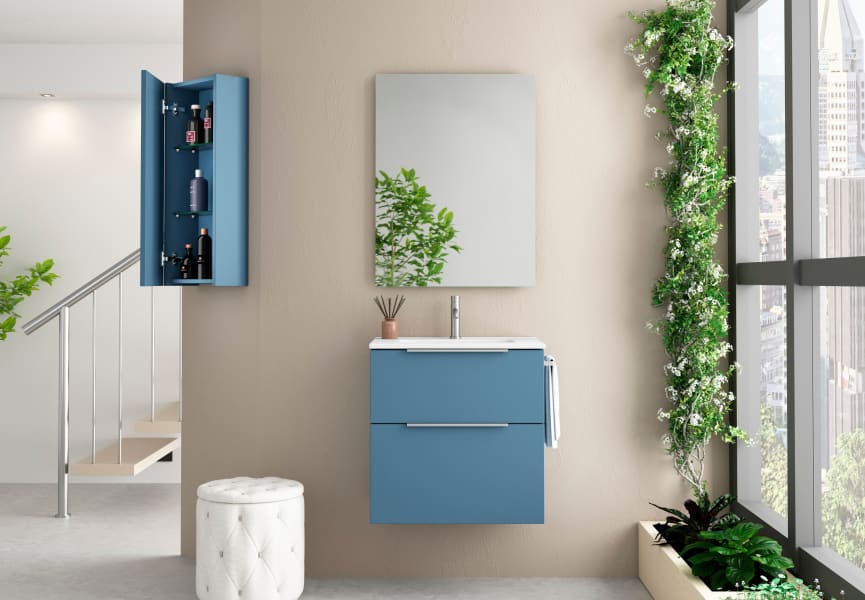 Conjunto mueble de baño fondo reducido 41cm Comet tirador cromo Coycama principal 0