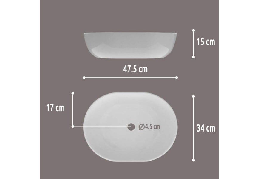 Lavabo sobre encimera Mónaco Art and Bath croquis 2