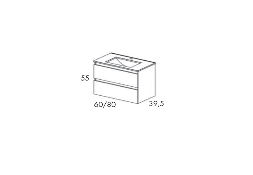 Conjunto mueble de baño fondo reducido 39.5 cm Box Viso Bath croquis 8