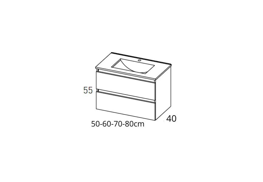 Conjunto mueble de baño fondo reducido 40 cm Nido Viso croquis 7
