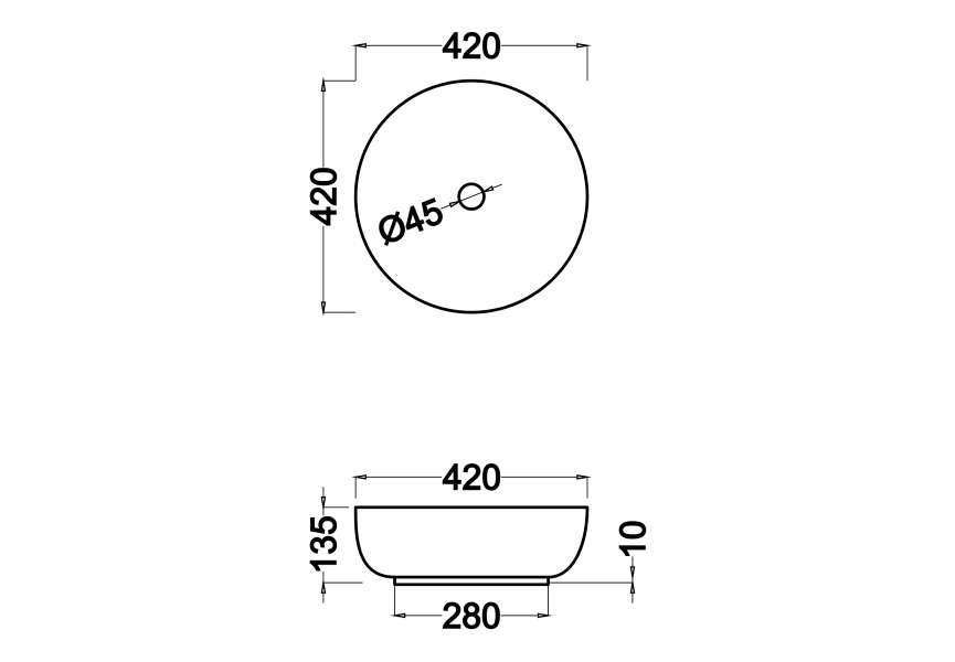 Lavabo sobre encimera Sette Bruntec croquis 2