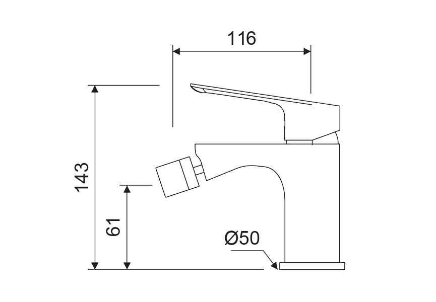 Grifo de bidé Bass Lluvibath croquis 1